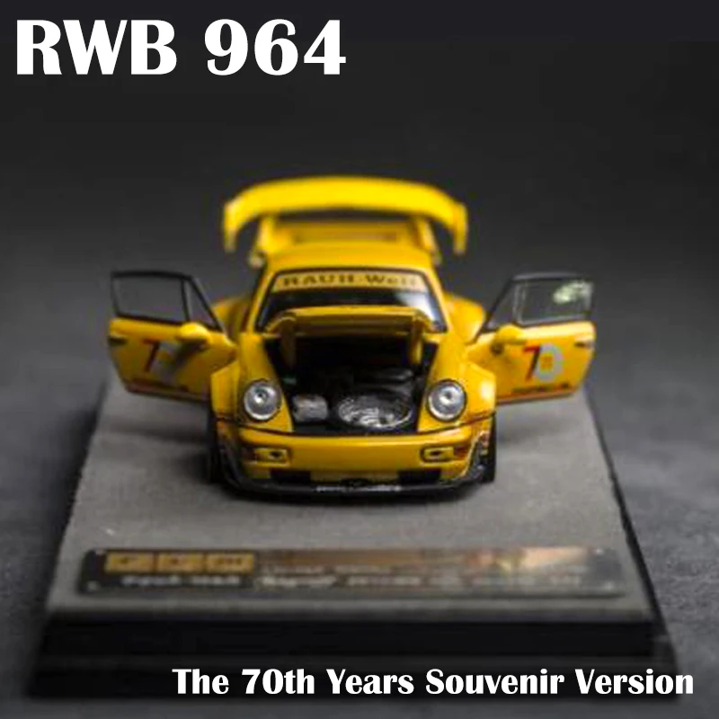 

PGM 1/64 Diecast Car Model RWB 964 70th Anniversary Alloy Model New Gift 1:64