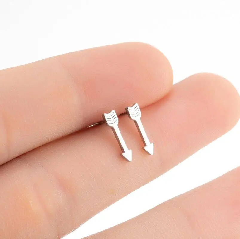 

Mini Romantic Stainless Steel Arrow Cupid Earrings For Girl Woman Temperament Small Stud Lover Couple Fine Jewelry Factory Price