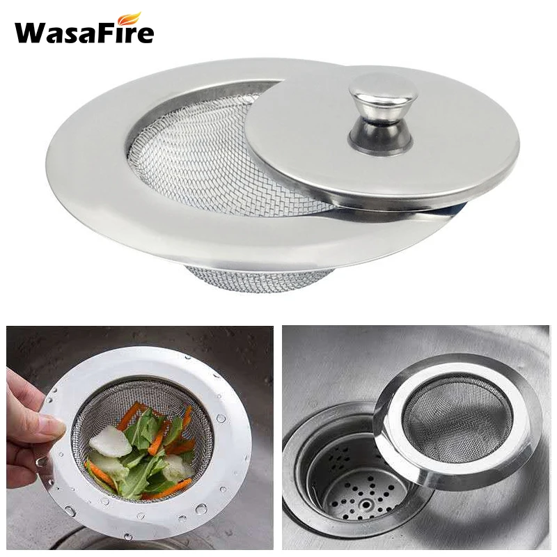 

1PCS Kitchen Sink Filter Drain Hole Filter Sink Strainer Stainless Anti-Clogging Bath Strainer Drain Waste Screen with Lid