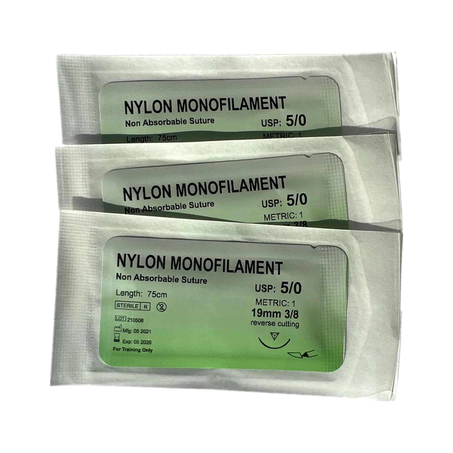 

10~500Pcs Dental Non-Absorbable Monofilament Sterile Nylon Blue Suture 75cm USP 5/0