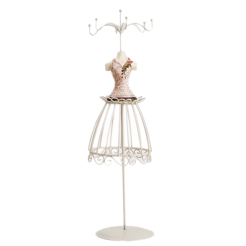 

32 cm/13 inch Lady Figure Holder Jewelry Display Stand with 7 Hook Furnishings Props Popcorn Dress Model