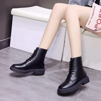 winter fashion ladies boots 2020 new lace up platform boots round toe square heel platform ladies boots shoes for women
