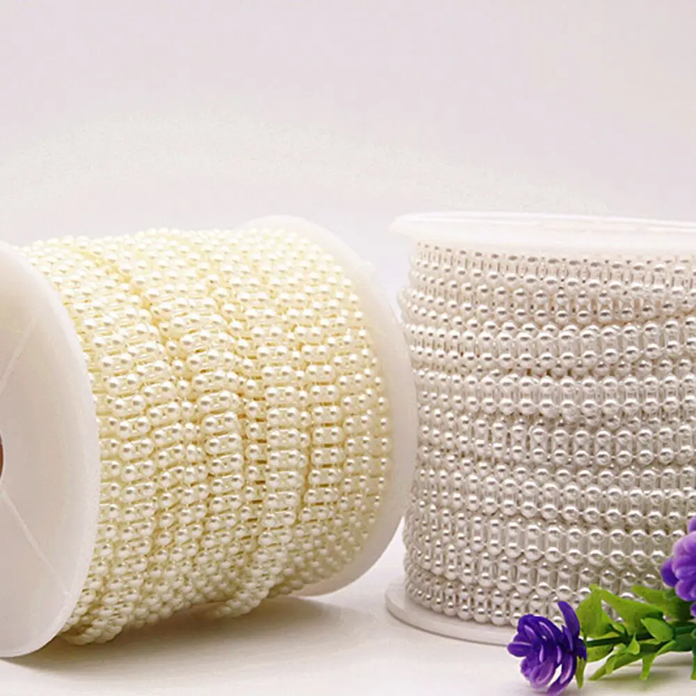 

25Meters/Roll 6mm Half Round Pearl Beads Chain Garland Flowers Acrylic Beads For Wedding Decoration DIY Jewelry Accessories
