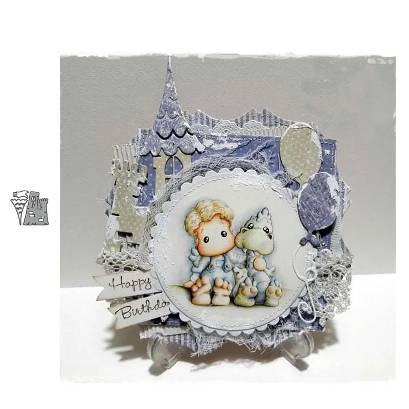 JC металлический Трафаретный вырубной штамп для Скрапбукинг Архитектура замок