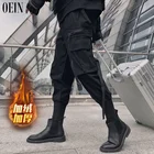 Черные весенние мужские брюки OEIN, зимняя флисовая шерстяная одежда для бега, уличная одежда в стиле Харадзюку, военная техника, мужская одежда в японском стиле