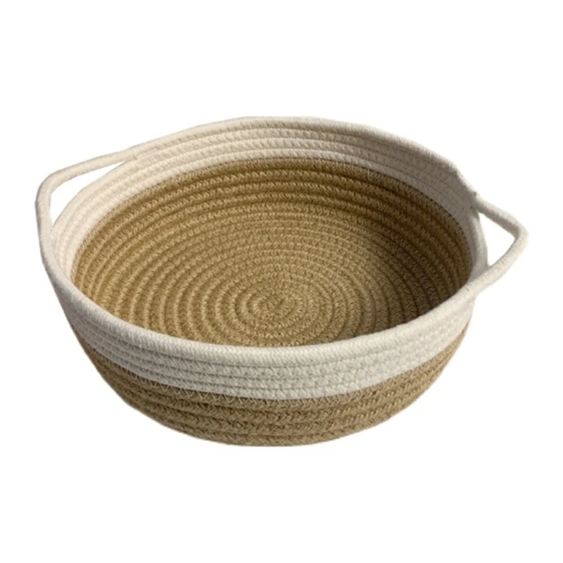 

N7MD 2pcs Round Woven Storage Baskets Natural Cotton Rope Basket Organizer for fruits
