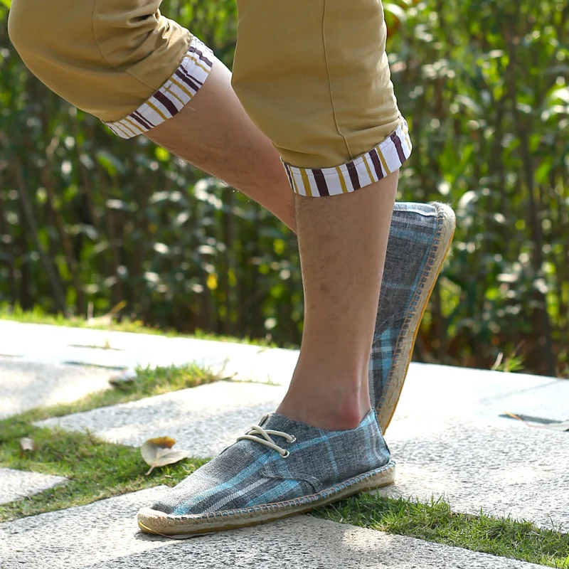 WOLF WHO Men Shoes Slip On Espadrilles 2021 Summer Canvas Hemp Rope Breathable Men's Footwear Zapatos Hombre W-024 | Обувь