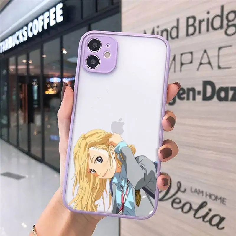 

Japan Anime Your Lie in April Phone Cases Matte Transparent For iPhone 12 Mini 11 Pro XR XS Max 7 8 Plus
