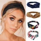 Винтажная Женская повязка на голову с перехлёстом, эластичные повязки для волос, Мягкая повязка для волос с цветочным принтом для девочек, длинный ленточный шарф, аксессуары для волос