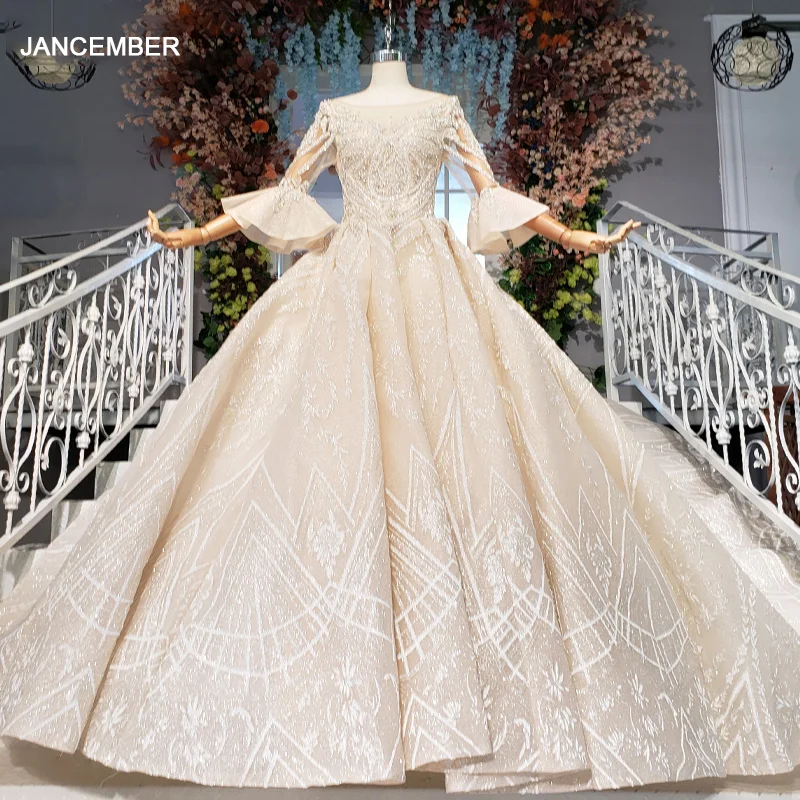 HTL850 бальное свадебное платье новинка цвета шампанского с рукавом до локтя