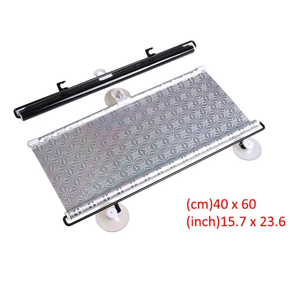 

15.7*23.6in Car Retractable Sun Shade 1pc 40x60cm Black + Silver Block