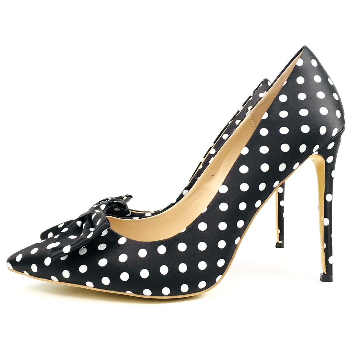 Туфли лодочки женские на высоком каблуке заостренный носок с бантом волнистым