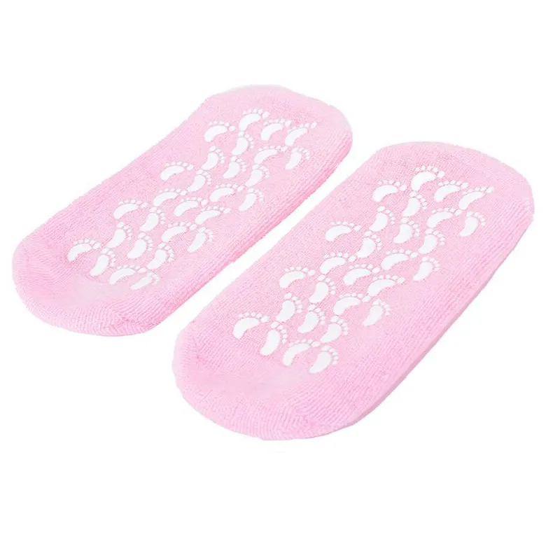 

2Pcs Moisturize Soften Repair Dry Cracked Skin Gel Moisturizing Spa Socks Soft Feet Treatment Exfoliating Pink silicone sock