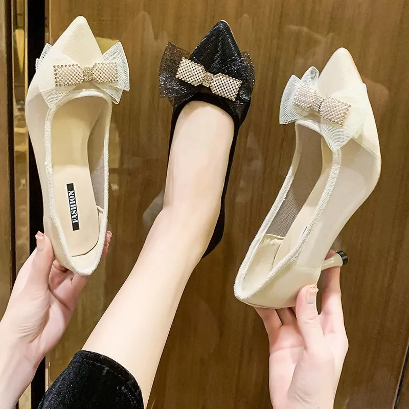 

Women's High Heels Breathable Mesh Pointed Toe Rhinestone Stilettos Pumps