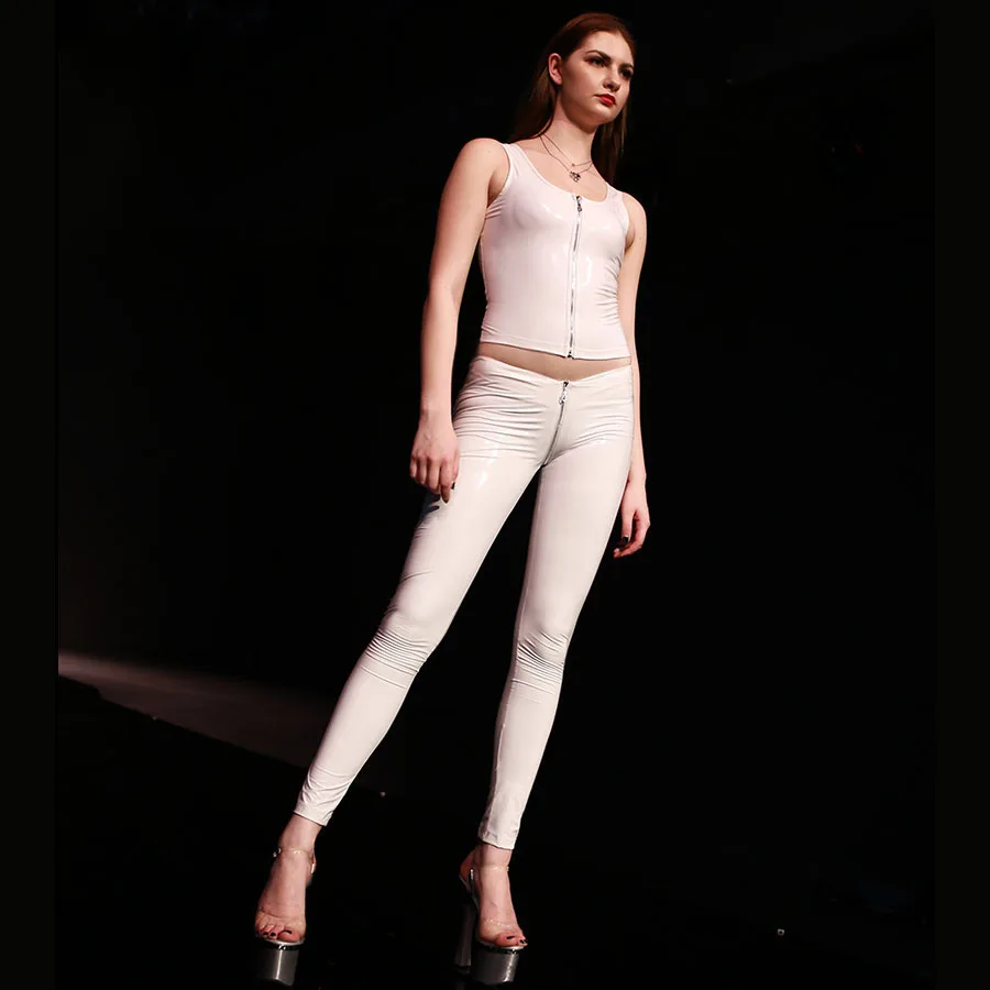 XXL Wetlook гей-фут. молния ластовица сексуальные кожаные штаны из ПВХ влажный вид