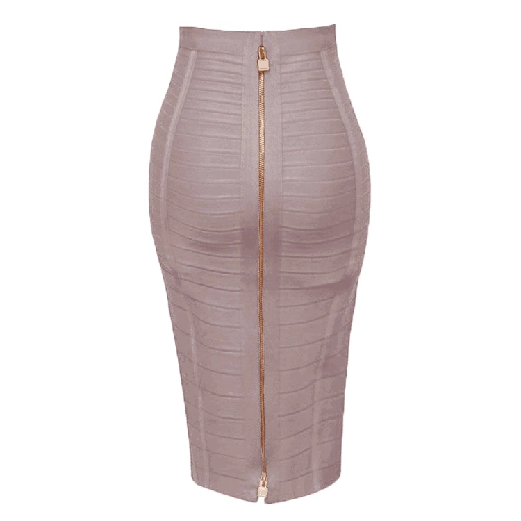 

12 Colors Plus Size XL XXL Sexy Solid Zipper Orange Blue Black Bandage Skirt Women Elastic Summer Pencil Skirt 58cm