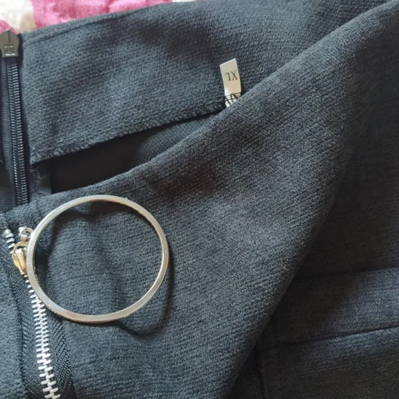 Шорты на молнии с завышенной талией и кольцами новинка зимы 2021 юбка широкими