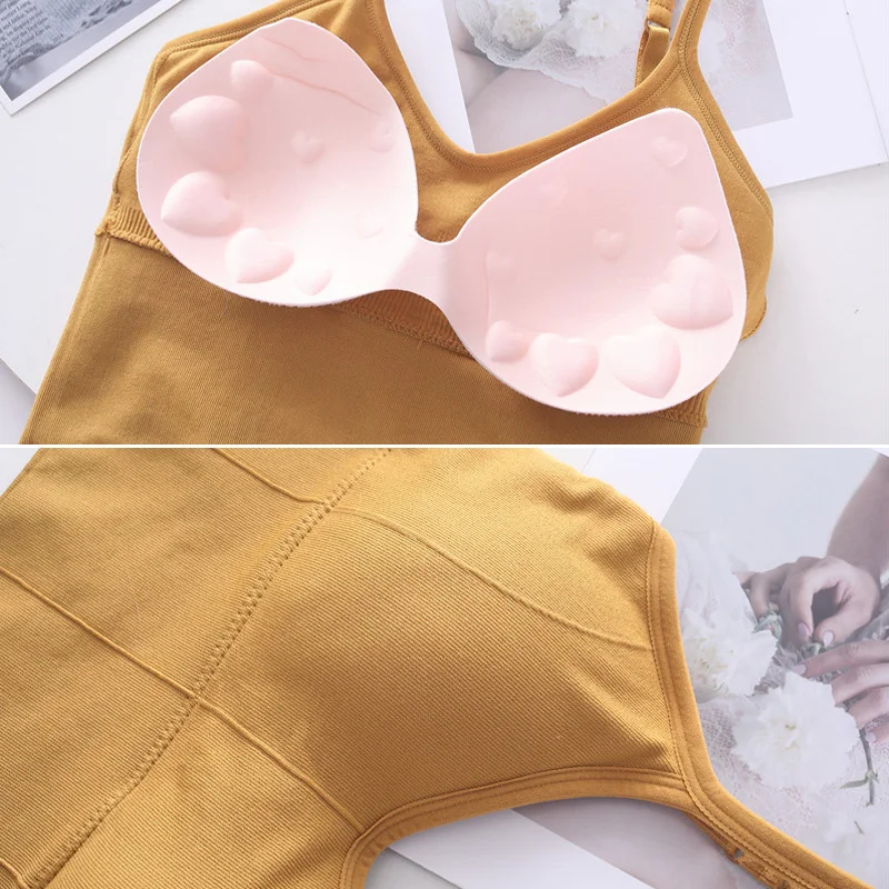 

Spaghetti Strap Tank Camisole Top Crop Tank Top for Sports Yoga Sleeping Bra K2