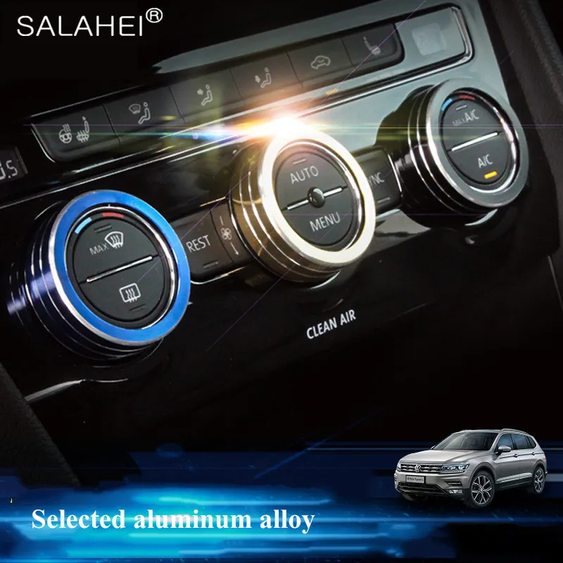 

3 pcs Air Outlet Decoration Ring For New Tiguan L Car Accessories Air Outlet Sticker Instrument Panel Center Console Radio Knob