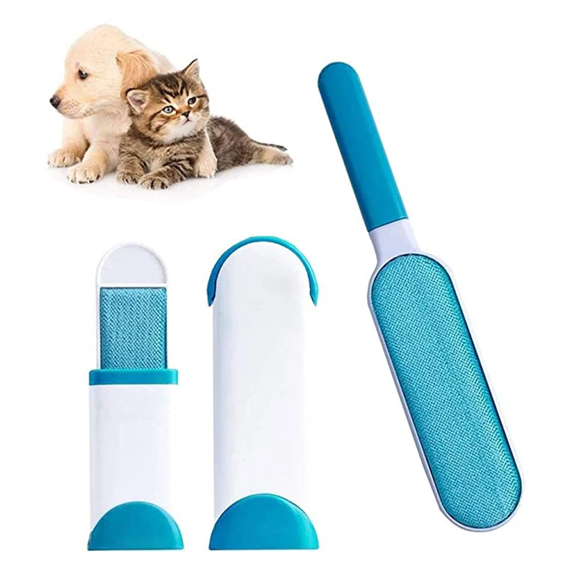 

Pet Dog Cat Hair Brush Reusable Double Sided Hair Remover Brush Portable Dust with Self Cleaning Base Perfect for Clothing Couch
