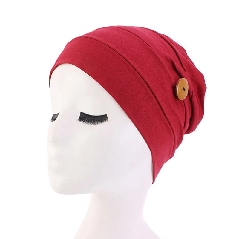

Multicolor Muslim Turban Caps For Women Fashion Button Linen Inner Hijab Cap Wrap Head Scarf Hijabs Bonnet Ready To Wear