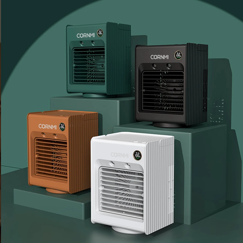 

Cornmi Mini Wireless Portable Humidifier Fan 120 Degree Head Shaking 4000mAh Air Cooler Fan For Outdoor Household Water Summer