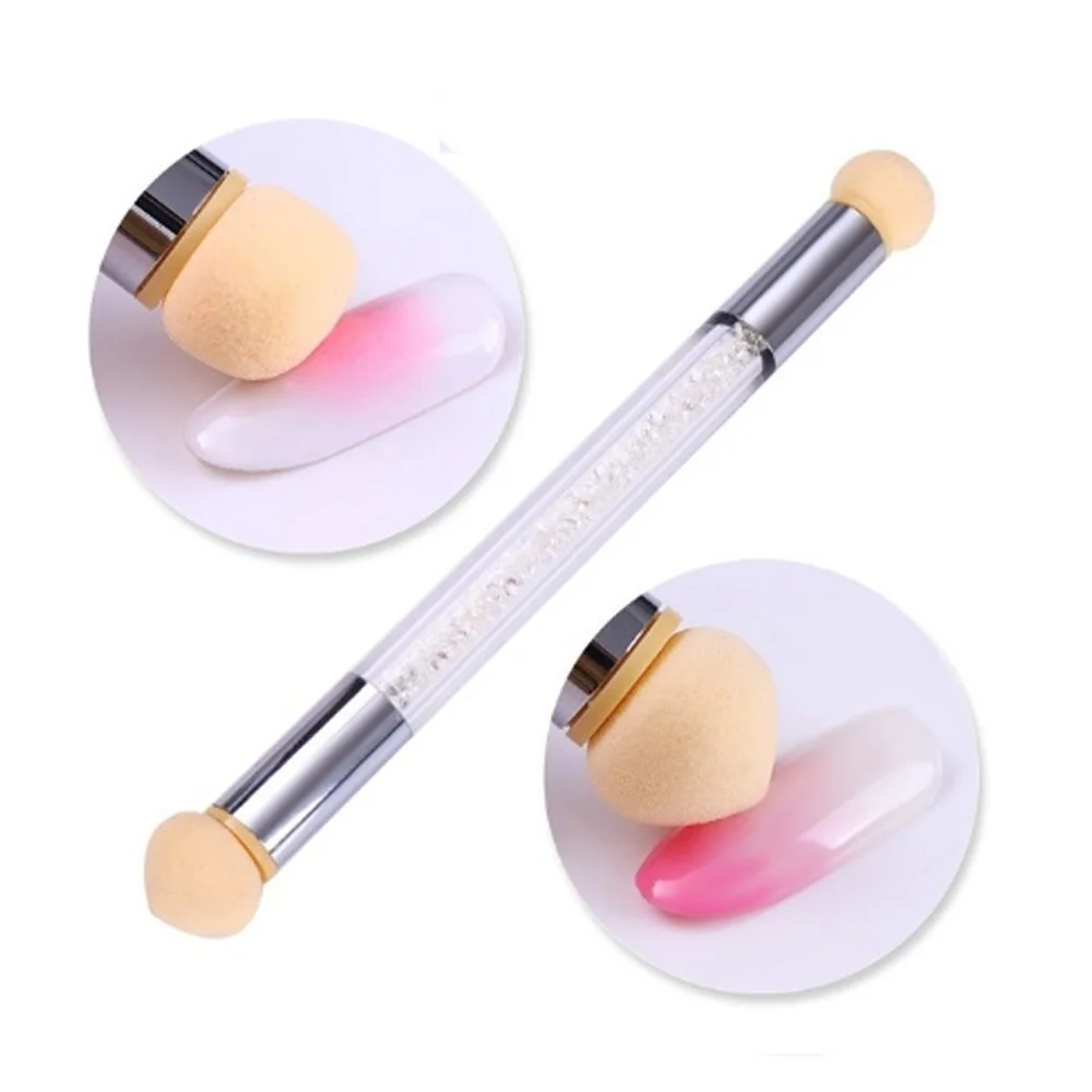 

1pcs Painting Tool Nail Brush Sponge Head Dotting Brush Gradient Rhinestone Handle Nail Art Brush Double-ended Shading Pen