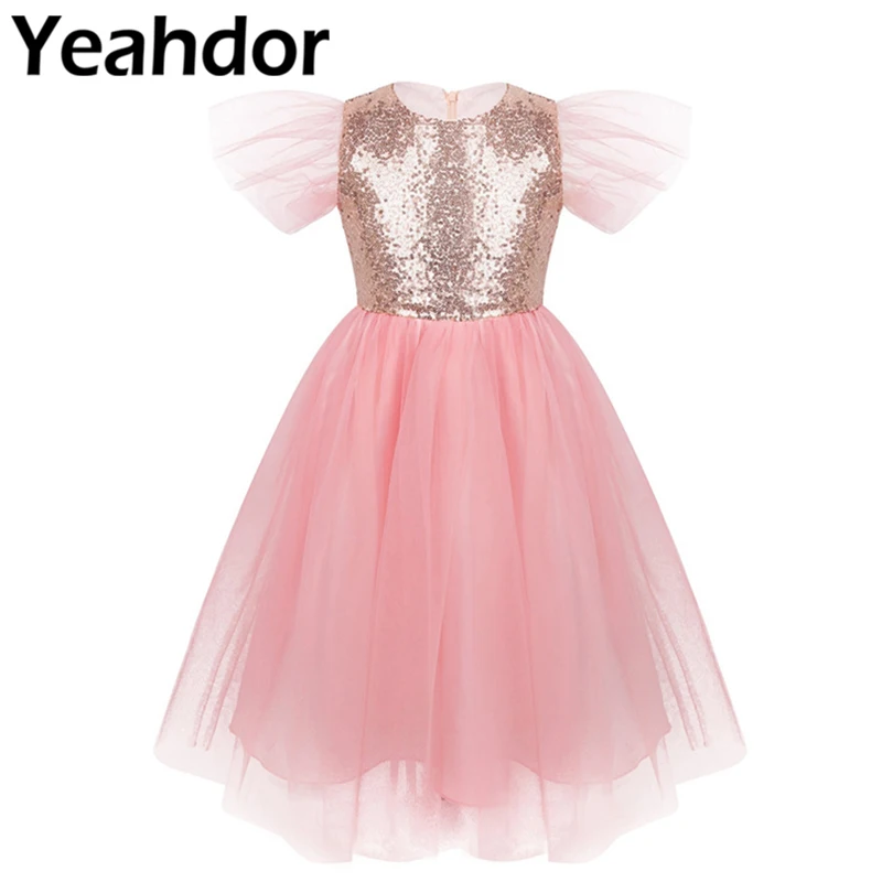 Платья для девочек с цветами на свадьбу сетчатые платья до середины икры высокой