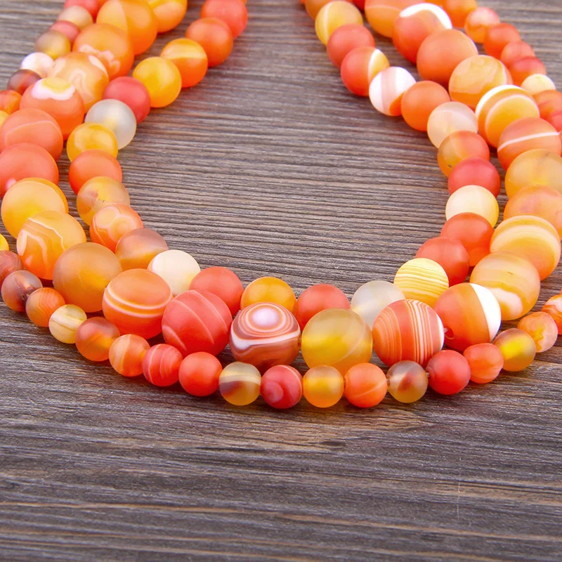 Оптовая продажа натуральные бусины оранжевого цвета в полоску из агата для