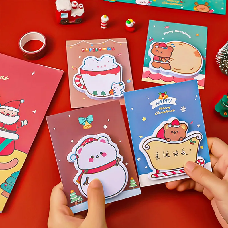 

1PCS Cartoon Christmas Bear Sticky Note Cute Memo Pad Stationery N Times Posted Child Gifts Ofice School Supplies 30 Sheets