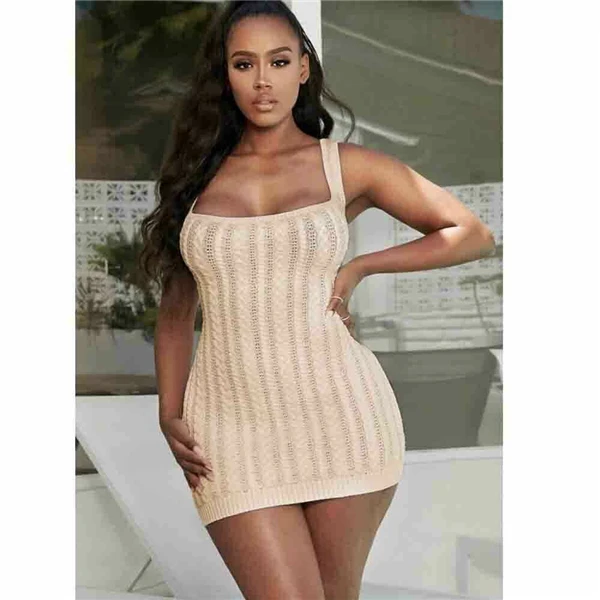 

New Women Knit Crochet Mini Dress 2019 Summer Sexy Strappy Slim Wrapped Pencil Dresses Women Party Club Bandage Dress Vestidos