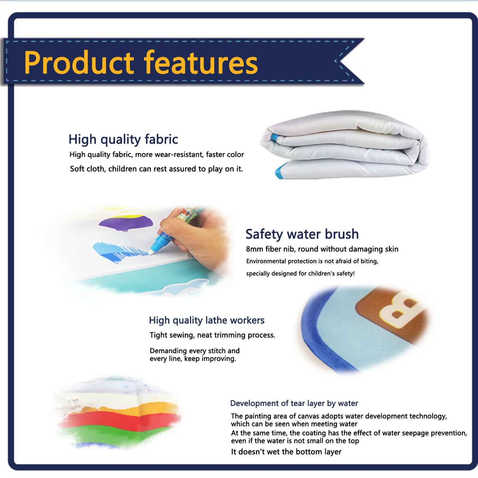 

New Coolplay 100x100cm Magic Water Drawing Mat Doodle Mat & 4 Drawing Pens & 1 Stamps Set Painting Board Educational Toy For Kid