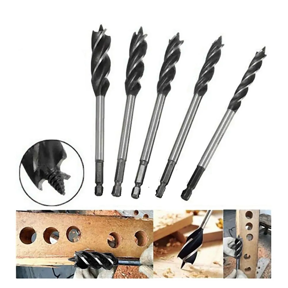 

5pcs Woodworking Drill Bits Speed Fast Cut Spade Bits Auger Drill Bits Holesaw Joiner Carpenter Tool