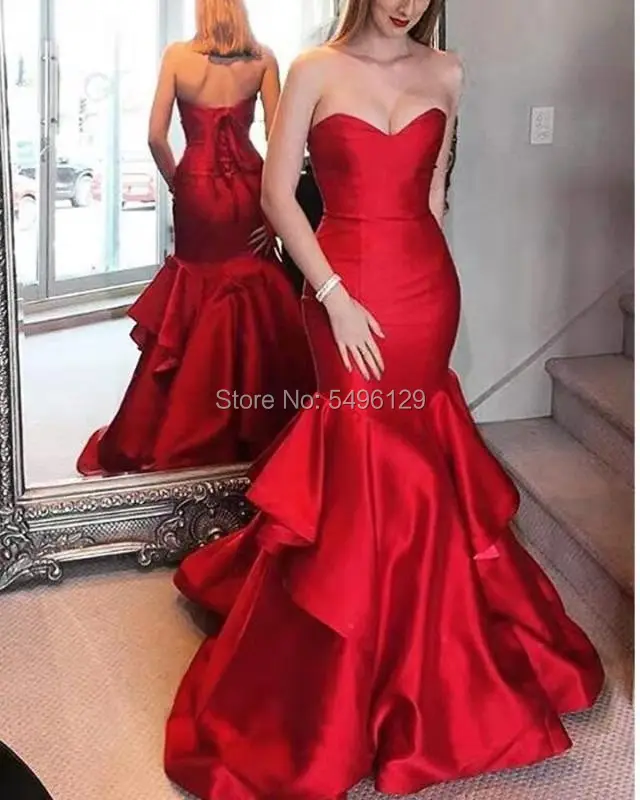 Красное сатиновое платье русалки для выпускного вечера Vestido De Longo Милая юбка с