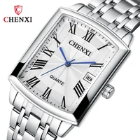 chenxi brand mens watch stainless steel square quartz wristwatch fashion business watch men waterproof watches new reloj hombre