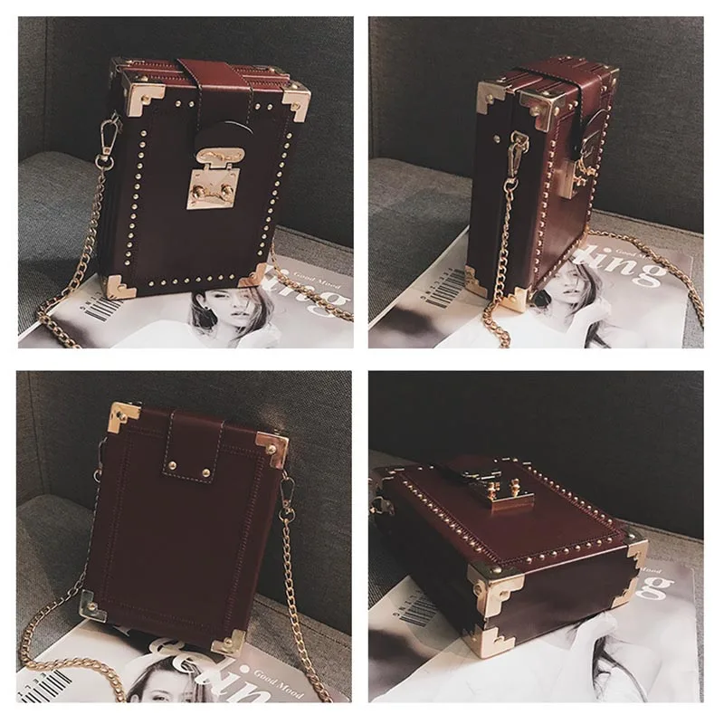 WOBAG Высокое качество маленькая квадратная сумка на плечо пакет клатч модная сумка с заклепками форма сумка через плечо повседневная женская сумка