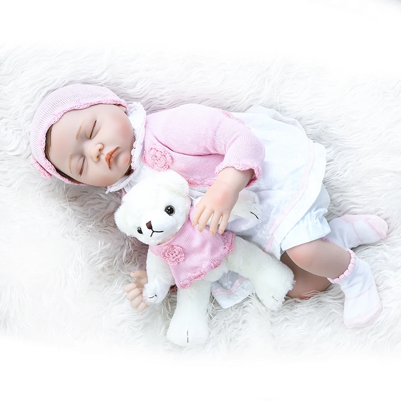 55CM newborn sleeping baby lifelike bebe doll reborn baby handrooted hair soft weighted body adorable doll soft touch