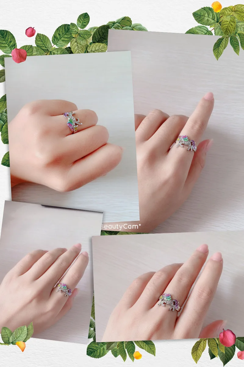 

Fashion new color unicorn ring babygirl stainless steel gold rings color pony opening adjustable ring for women jewelry