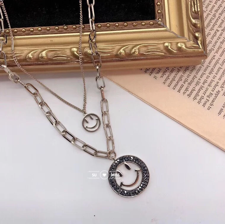 Модное Кристальное ожерелье с кулоном двойным слоем хит продаж милый