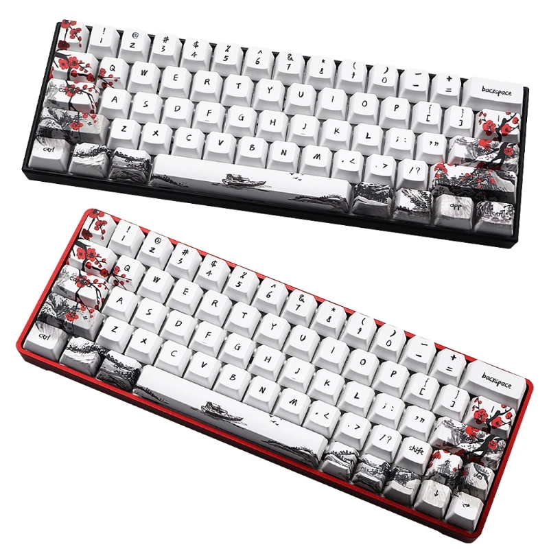 

71 Keys Wangjiang Plum Blossom Keycap Dye Sublimation OEM Profile Mechanical Keyboard Keycap For GH60 XD64 DZ60 GK61 GK64