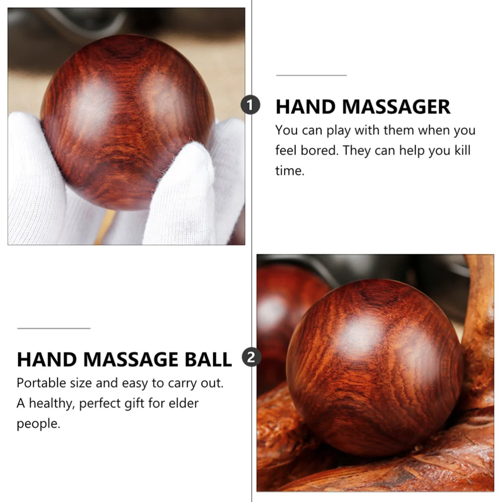 

2Pcs Wooden Balls Fitness Balls Hand Exercise Balls (5cm, Random Grain)