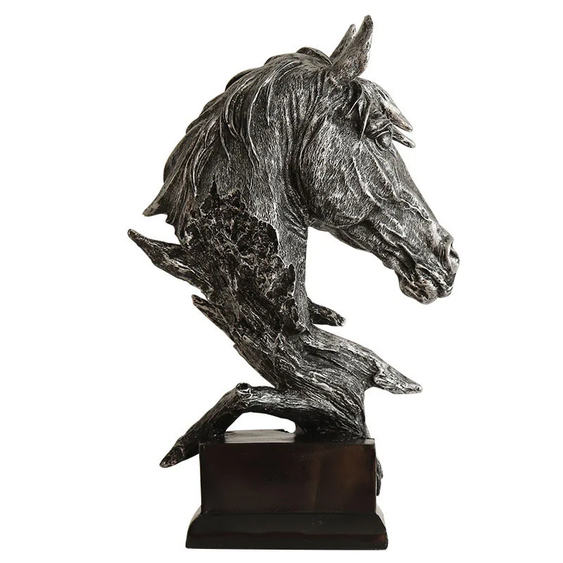 

Retro Horse Head Sculpture Abstract Horse Crafts Living Room Decoration Resin Figurines Steed Ornaments Vintage Home Decor