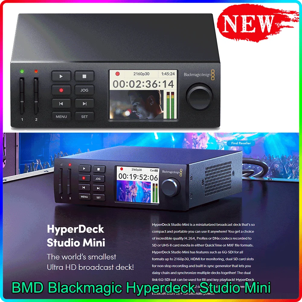 

BMD Blackmagic Hyperdeck Studio, портативная мини-панель воспроизведения записей вещания с 6G-SDI VTR, стильное управление, поддержка SD HD 3G
