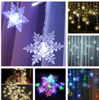 Рождественское украшение, 4 м, светодиодная гирлянда в виде снежинки, s-образные звезды, гирлянда-занавеска, сказосветильник светильник, наружный светильник, свадебная гирлянда