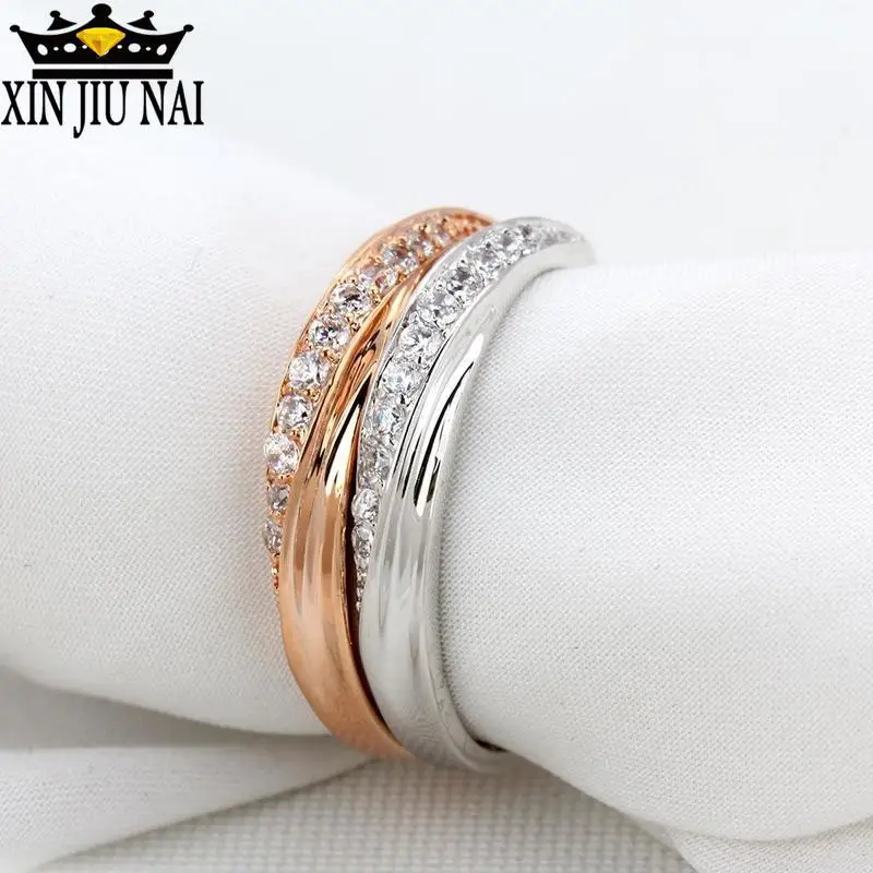 Женское кольцо с кубическим цирконием anillos mujer anel розовое золото 2 цвета|Кольца| |
