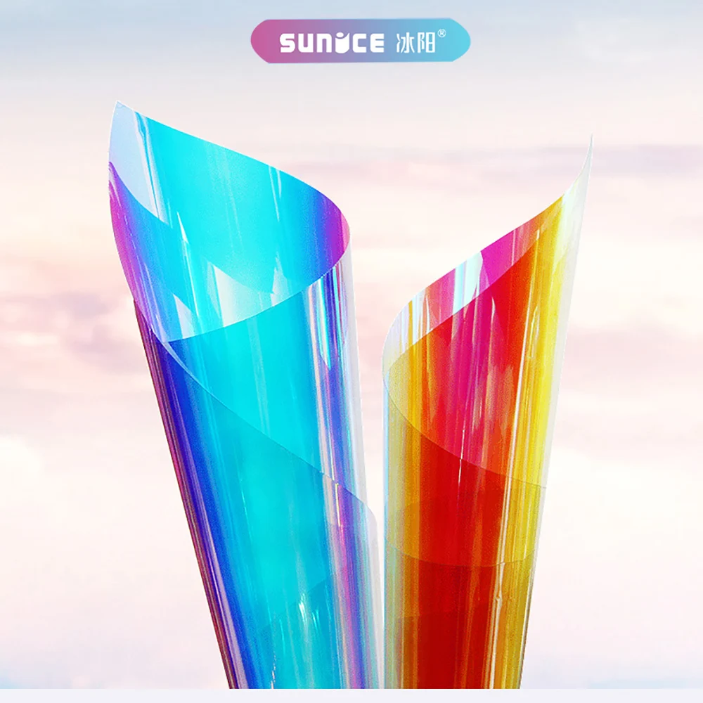 Оригинальная оконная пленка SUNICE 68x500 см блестящая холодная Радужная тонировка