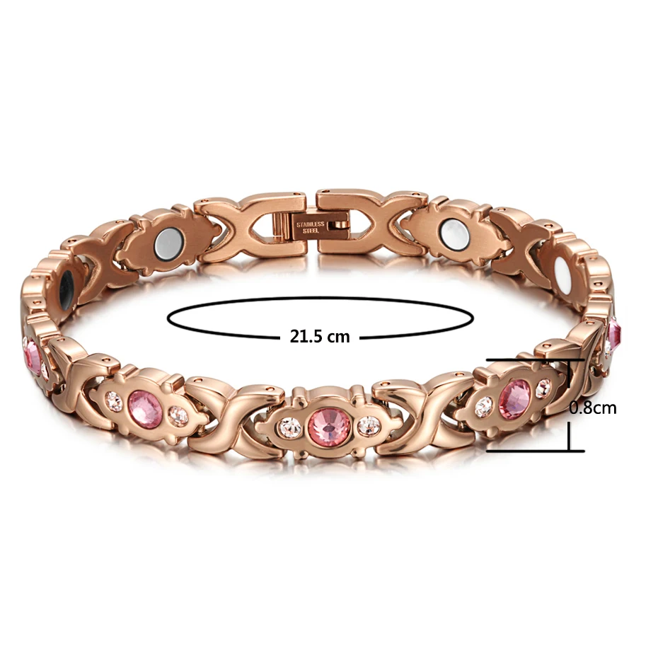Розовый кристалл драгоценный камень браслет магнитный здоровье био энергии