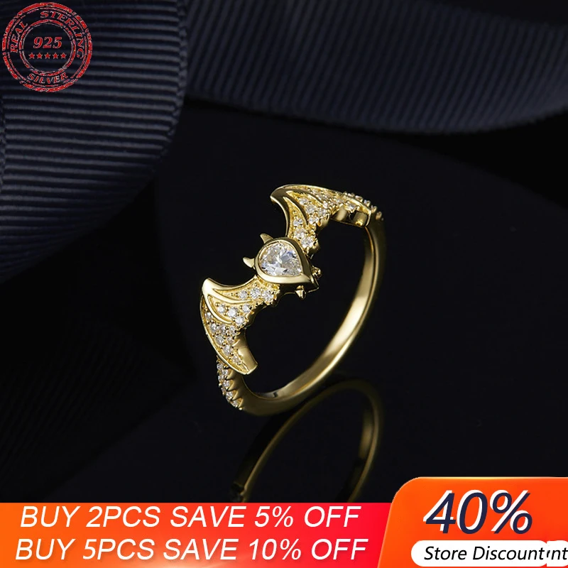 

Кольцо летучая мышь из серебра пробы золотого цвета