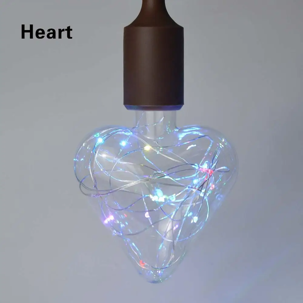 RGB/теплый белый медный светодиодный светильник, праздничный свет для Нового года, Рождественское украшение для дома, сказочные лампы, лампа для внутреннего ночного освещения - Испускаемый цвет: Heart-colorful