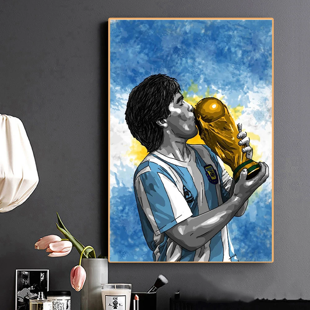 

Diego Maradona Poster Figure Painting Foot Ball Star Canvas Wall Art Classical Picture for The Home Room Decoration Aesthetic